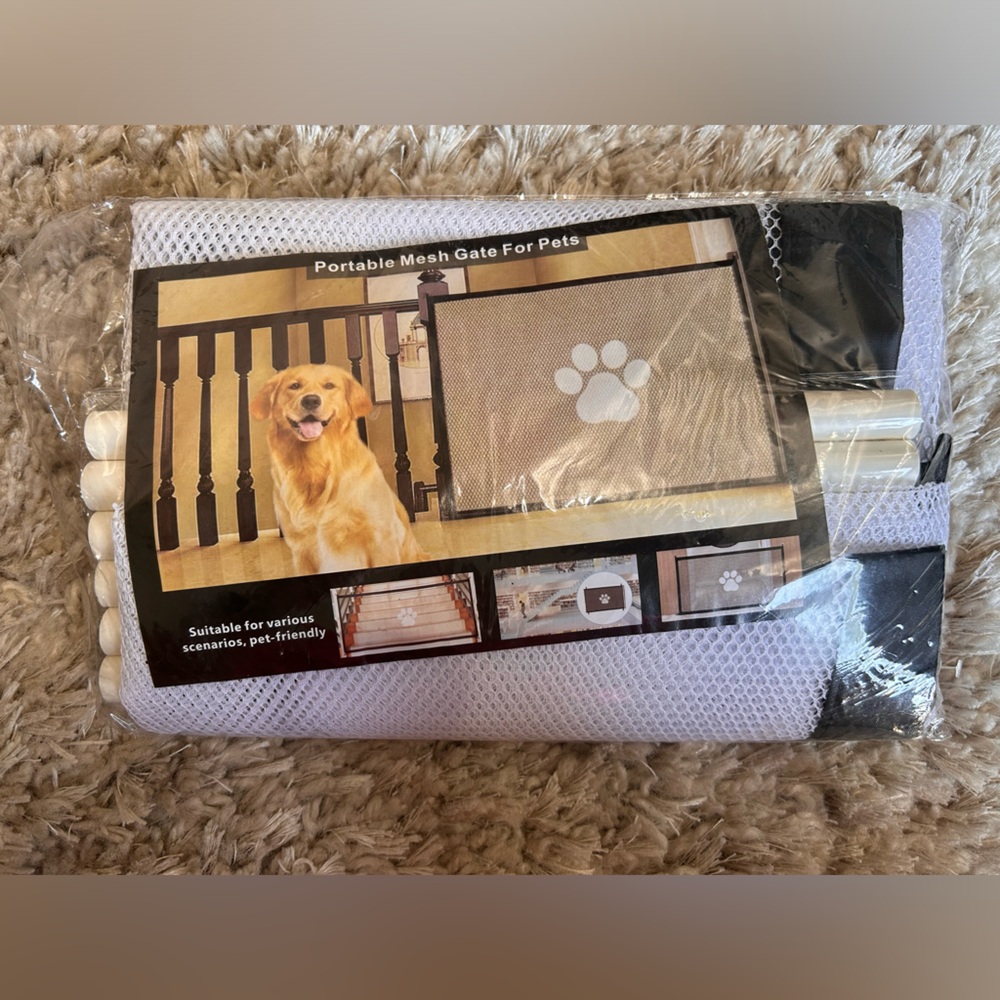 Portable Mesh Pet Gate - White